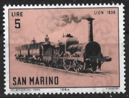 San Marino 1964. Scott #598 (MH) Lion 1838, Locomotive - Ongebruikt