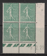 France 1927 - Yvert 234 - Coin Daté Du 9-2-29 - Neuf SANS Charnière - Semeuse Lignée 65c Olive - ....-1929