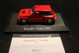 RENAULT 5 TURBO 1981 ATLAS VOITURES MYTHIQUES AVEC BOITE NOTICE ET CERTIFICAT NBO 1/43 TTB - Other & Unclassified