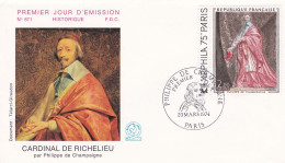 FDC  -- 1974 -- Peintre Philippe De Champaigne --Cardinal De RICHELIEU  ..  Cachet  PARIS - 75 - 1970-1979