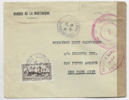 MARTINIQUE 2FR50 SEUL LETTRE COVER AVION FORT DE FRANCE 14.6.1941 POUR USA + CENSURE CONTROLE 1 - Storia Postale