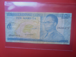 CONGO 10 MAKUTA 1970 Circuler (B.33) - République Démocratique Du Congo & Zaïre