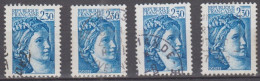 Lot De 4   Sabine De GANDON  2F30 Bleu   Y.et.T.2156    Oblitérés     Scan Recto-verso - 1977-1981 Sabine De Gandon