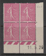 France 1924 - Yvert 202 - Coin Daté Du 11-5-29 - Neuf SANS Charnière - Semeuse Lignée 75c Lilas-rose - ....-1929