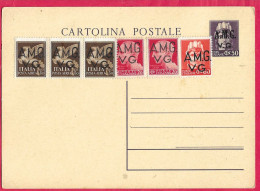 VENEZIA GIULIA - A.M.G.V.G. - INTERO CARTOLINA POSTALE TURRITA C.50 SOPRASTAMPATA- AFFRANCATA PER LIRE 3 - NON VIAGGIATA - Ongebruikt