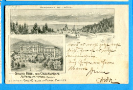 Y093, Grand Hôtel De L'Observatoire, St Cergue Sur Nyon Suisse, En Hiver Hôtel De La Plage Cannes, Circulée 1911 - Saint-Cergue