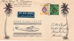 China Hong Kong To Guam 1937 Cacheted, Clipper F.A.M.14  FFC / Erstflugbrief III - Lettres & Documents