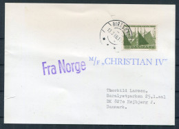 1969 Denmark Norway Hirtshals "Fra Norge" Paquebot M/F CHRISTIAN 4th Ship Postcard Slania - Lettres & Documents