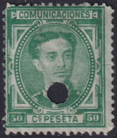 Spain 1876 Sc 227 España Ed 179T Telegraph Punch (taladrado) Cancel - Télégraphe