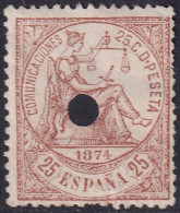 Spain 1874 Sc 205 España Ed 147T Telegraph Punch (taladrado) Cancel - Télégraphe