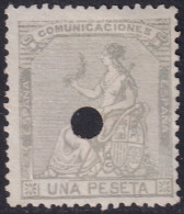 Spain 1873 Sc 198b España Ed 138T Telegraph Punch (taladrado) Cancel - Telegrafen