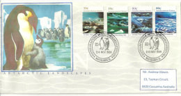 Paysages De L'île Macquarie, Série Complète Yv.AAT. 84/87, FDC,lettre Postée à L'île Macquarie (Sub-Antarctic Island) - FDC