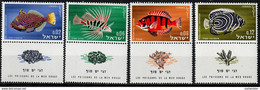 Israel 1963 Red Sea Fish (II) HalfTAB Bale 277-80  Sc 246-9  YT 242-5  Mi 291-4 MNH - Unused Stamps (with Tabs)
