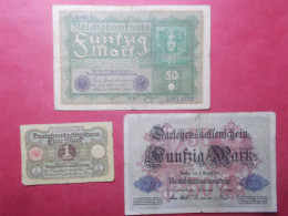 Monnaies - Lot 3 Billets Banque ALLEMAGNE - 1914 1919 1920 (B54) - Collections