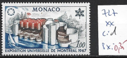 MONACO 727 ** Côte 1 € - 1967 – Montreal (Canada)