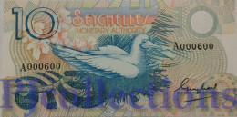 SEYCHELLES 10 RUPEES 1979 PICK 23a LOW & GOOD SERIAL NUMBER "A000600" - Seychelles