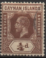 CAYMAN ISLAND/1912-20/USED/SC#32/KING GEORGE V / KGV / 1/4p BROWN - Caimán (Islas)