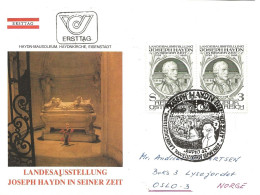 Austria 1982 Burgenland State Exhibition "Joseph Haydn In His Time", Eisenstadt. Composer, Music, Mi 1704 X 2, FDC - Brieven En Documenten