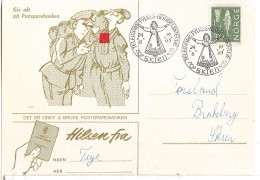 Norway 1965 Card From Postsparebanken, Special  Cancellation With "Telemarks Fylkes Handelstevne" Skien 24.8.65 - Brieven En Documenten