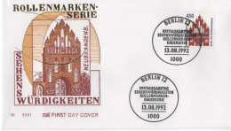 Germany Deutschland 1992 FDC Sehenswürdigkeiten, Neues Tor Neubrandenburg, Canceled In Berlin - 1991-2000