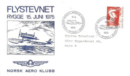 Norway 1975 Special Cover With Special  Cancellation "OHjalmar Riiser Larsen Minnestevne " Flight  Aero-club  -  15.6.75 - Brieven En Documenten