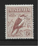 Australia 1932 6d Kookaburra Bird CTO With Full Unhinged OG - Used Stamps