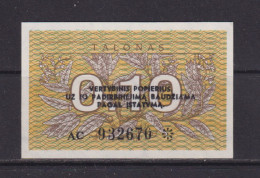 LITHUANIA - 1991 0.10 Talonas UNC Banknote - Lithuania