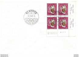 T1 - 30 - Enveloppe Suisse Avec Bloc De 4 Timbres Olympqiues - 8.2.48. St Moritz - Winter 1948: St. Moritz