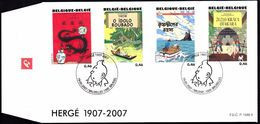 Année 2007 : FDC 3640-3643 - Hergé : Tintin Kuifje - 2001-2010