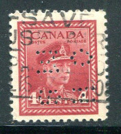 CANADA- Y&T N°209- Oblitéré Et Perforé - Perforadas