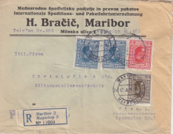 Lettre à Entête Recommandée Obl. Maribor 2a Le 12 VII 26 Sur N° 171, 172, 174 X 2 Pour Vienne - Covers & Documents