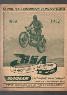 Catalogue  Tarif 1952  MOTOS  BSA SUNBEAM (PPP46387) - Motor Bikes