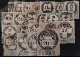 AUSTRIA 1870 - Canceled - 22 Fiscal Stamps (set Nearly Complete) - Revenue Stamps