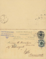 Belgium Uprated Postal Stationery Ganzsache Entier Av. Résponse Antwort BRUXELLES 1893 VEJLE (Lapidar Arr. Cds.) Denmark - Cartes Avec Réponse Payée
