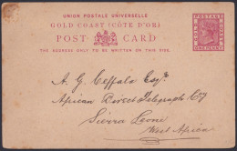 F-EX48606 GOLD COAST 1895 1c POSTAL STATIONERY USED TO SIERRA LEONE.  - Gold Coast (...-1957)