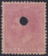 Spain 1879 Sc 249 España Ed 207T Telegraph Punch (taladrado) Cancel - Télégraphe