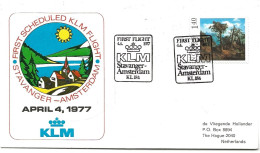 Norway 1977 Special Cover KLM Flight Stavanger Amsterdam First Flight , , Cancelled 4.4.1977 - Covers & Documents