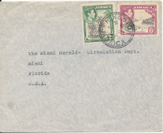 Jamaica Air Mail Cover Sent To USA 23-1-1957 (light Bended Cover) - Jamaïque (...-1961)