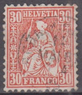 Suisse  1862    30.c  Vermillon   Y.et.T. 38   Oblitéré     Scan Recto-verso - Usados