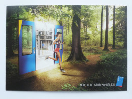 STIB - Transports En Commun Bruxelles - Porte Métro Ou Tramway Ouverte Sur Foret Avec Joggeur - Carte Publicitaire Belge - Subway