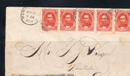 O) 1894 HAWAII,  HONOLULU, KING KAMEHAMEHA IV, SCT 31 2c Rose Vermilion, STRIP. CIRCULATED COVER - Hawaii