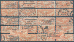 United States,U.S.A,1938 United States Postage,Air-Mail 6Cents, Lot Of 22 Stamps With Several Cancellations, - 1a. 1918-1940 Used