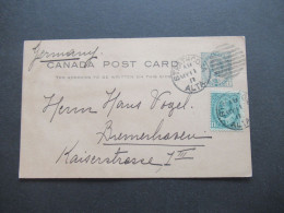 Kanada 1911 Ganzsache Mit Zusatzfrankatur Stempel Strathcona ALTA Nach Bremerhaven Mit Viel Text / Inhalt - 1903-1954 Kings