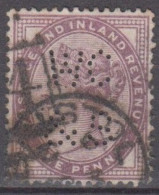 Grande-Bretagne   Victoria 1p Violet  Perforé WC & S    Et Oblitéré De  1881    Scan Recto-verso - Perfin