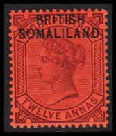 1903. BRITISH SOMALILAND. Overprint On TWELVE ANNAS VICTORIA INDIA POSTAGE. Hinged. (Michel 9) - JF542548 - Somaliland (Protectorate ...-1959)