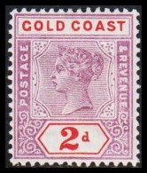 1898-1902. GOLD COAST. Victoria. 2 D Hinged. (MICHEL 24) - JF542673 - Gold Coast (...-1957)