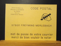 Code Postal, Carte Postale Jaune Repiquée Neuve, 57800 FREYMING MERLEBACH - Briefe U. Dokumente