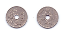 Belgium 5 Centimes 1921 Dutch Legend) - 5 Cents