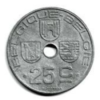 BELGIQUE / BELGIQUE - BELGIE / 25 CENTIMES  / 1946 / ZINC / 6.38 G / 26 Mm - 10 Cents & 25 Cents