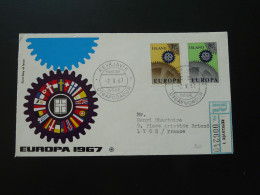 FDC Recommandée Registered Europa Cept Islande Iceland 1967 - FDC